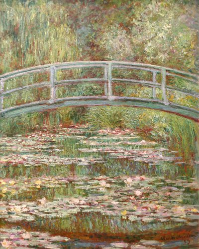 Ponte sobre uma lagoa de lírios de água de Claude Monet
